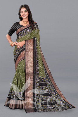 Chandan Fabrics Printed Kanjivaram Chanderi Saree(Light Green)