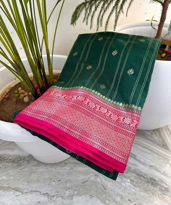 KASHIRATNAM Printed Bollywood Art Silk Saree(Green, Pink)