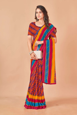 Nandita designer Printed Bandhani Chiffon Saree(Multicolor)