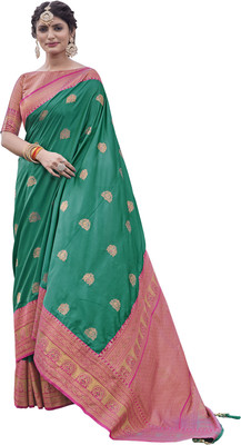 nilkanth creation Self Design Banarasi Jacquard Saree(Light Green)