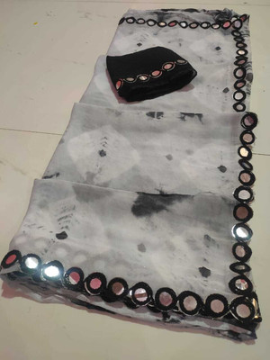 Neelkanth Ent Printed Banarasi Chiffon Saree(Pack of 2, Grey)