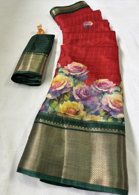 RegalDrapes Printed Bollywood Silk Blend, Art Silk Saree(Red)