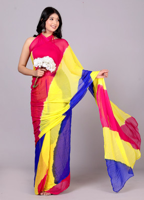EMMANUEL TRADERS Printed Leheria Chiffon Saree(Multicolor)