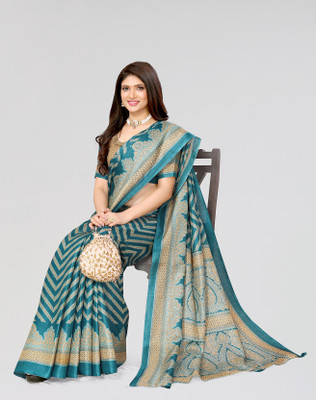 Nirvaan Printed Bollywood Art Silk Saree(Blue)
