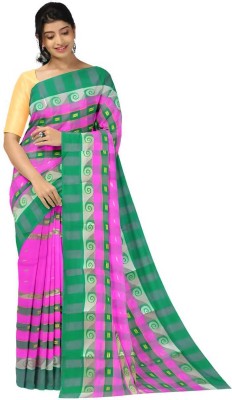 Maa saroda saree Ghar Checkered Tant Pure Cotton Saree(Yellow)