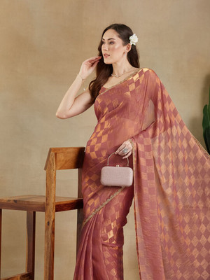 HouseOfCommon Embellished Bollywood Chiffon Saree(Orange)