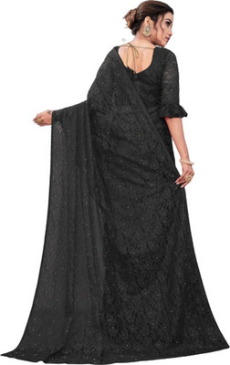 NORAFLEX Self Design Bollywood Net Saree(Black)