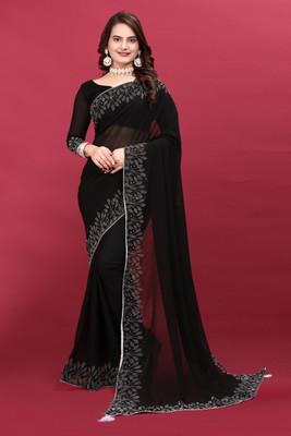 meaven tex Embellished Bollywood Georgette Saree(Black)
