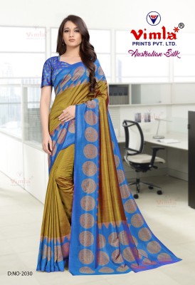 Vimla Printed Bollywood Art Silk Saree(Blue, Yellow)