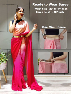 Rudra Fab Dyed Bollywood Chiffon Saree(Pink)