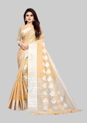 vaidehicreation Self Design Banarasi Jacquard Saree(Cream)