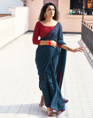 Satrani Embellished Bollywood Georgette Saree(Blue)