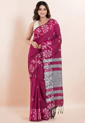 HouseOfCommon Printed Handloom Pure Cotton Saree(Multicolor)