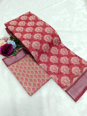 Mervadiya Digital Print Bollywood Cotton Linen, Linen Saree(Maroon)