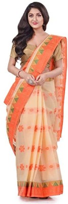 Desh Bidesh Paisley Handloom Handloom Pure Cotton Saree(Orange)