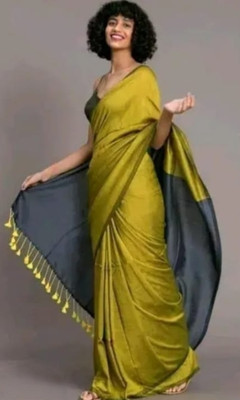 suman collection Embellished Daily Wear Cotton Blend Saree(Grey)