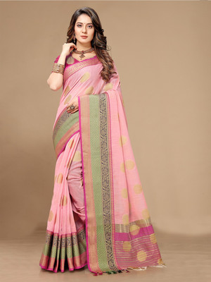 Divastri Printed Bollywood Linen Saree(Pink)