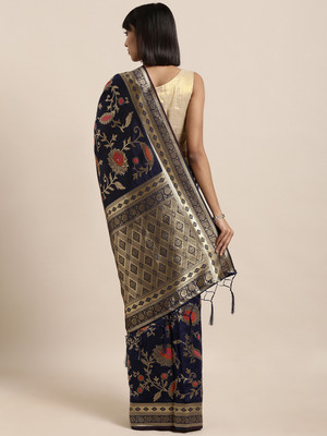 Sangria Woven Banarasi Silk Blend Saree(Blue)