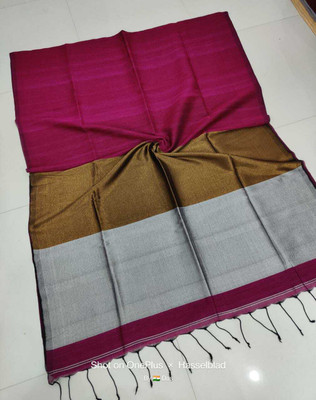 Sia Saree Bazaar Woven Handloom Cotton Silk Saree(Purple)