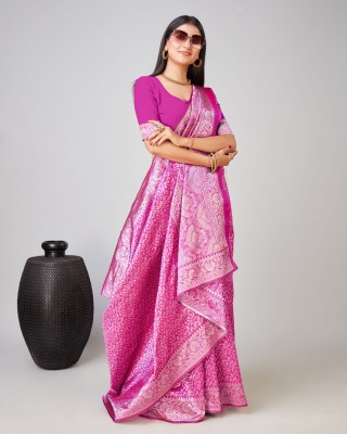 Aadvika Woven Kanjivaram Jacquard Saree(Pink)