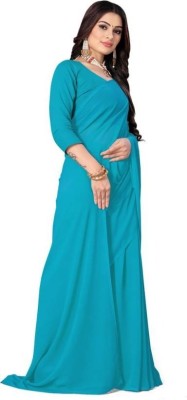 Fancyninee Solid/Plain Bollywood Georgette Saree(Light Blue)