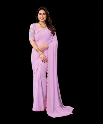 KALPNA CREATION Solid/Plain Bollywood Georgette Saree(Multicolor)