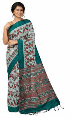 DUGGE FASHION Floral Print, Printed Sambalpuri Pure Cotton Saree(Multicolor)