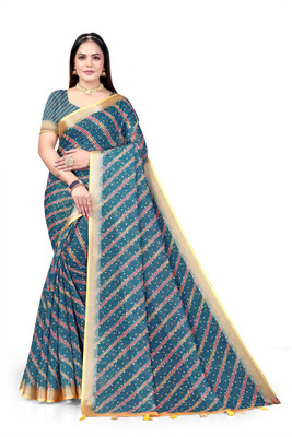 Suhagfab Printed Bollywood Cotton Linen Saree(Multicolor)