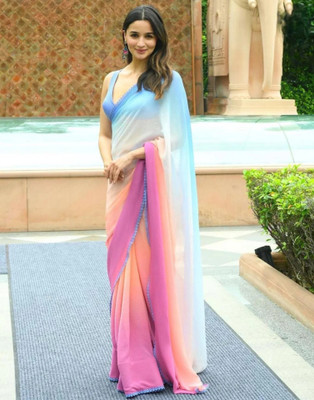 YESHU ENTERPRISE Floral Print, Embellished Bollywood Georgette, Art Silk Saree(Multicolor)