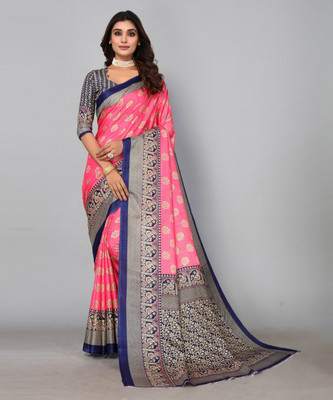 YASHIKA Printed Daily Wear Art Silk Saree(Orange)