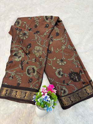 Sanwariya Silks Printed Bollywood Cotton Blend Saree(Brown)