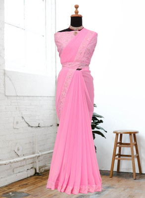 Kalavrit Creation Embroidered Bollywood Georgette Saree(Pink)