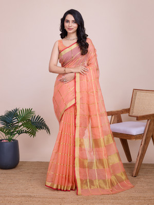 AMRUTKALA SAREES Printed Banarasi Silk Blend Saree(Orange)