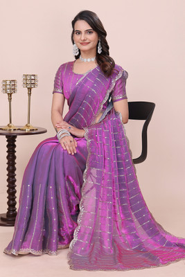 K 5 FASHION Embellished Bollywood Jimmy choo Saree(Magenta)