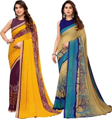 kashvi sarees Printed Bollywood Georgette Saree(Pack of 2, Multicolor)