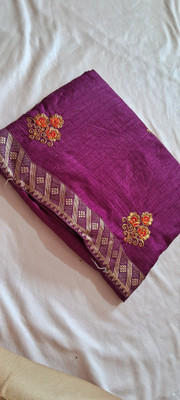 TRENDY COLLECTONS Embroidered Daily Wear Chiffon Saree(Purple)