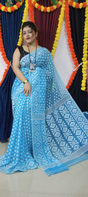 SNEHA CREATION Self Design Jamdani Cotton Blend Saree(Pink)