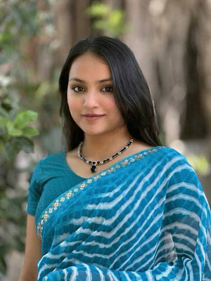 Online Bazaaar Printed Bollywood Georgette Saree(Light Blue)