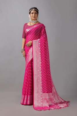 A V M PRINTS Printed Banarasi Georgette Saree(Pink)