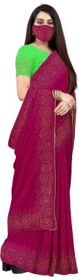 pUNYATHA CREATION Self Design, Solid/Plain Chanderi Art Silk Saree(Maroon)