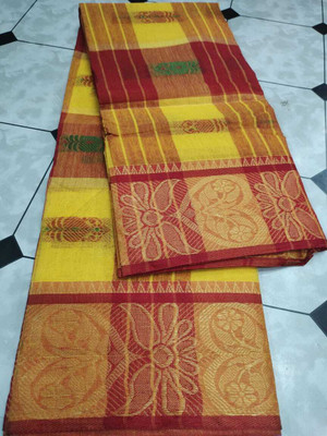 Aishani tant saree ghar Self Design Tant Pure Cotton Saree(Yellow)
