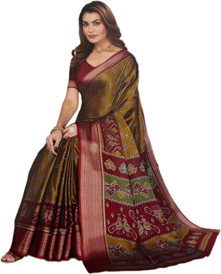 acns Printed Daily Wear Georgette Saree(Yellow)
