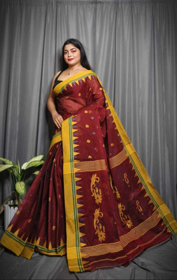 SUDIPTO SAREE HUB Woven Tant Handloom Pure Cotton Saree(Magenta)