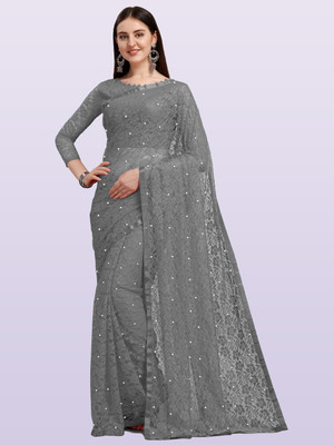 LOROFY Self Design Bollywood Net Saree(Multicolor)