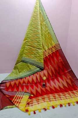 Manikant Handloom Printed Bhagalpuri Cotton Blend Saree(Multicolor)