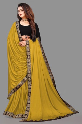 3Buddy Fashion Temple Border Daily Wear Lycra Blend Saree(Mustard)