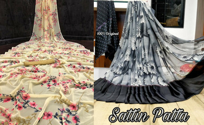 Sita Floral Print Bollywood Georgette Saree(Pack of 2, Yellow)