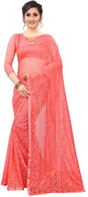 Suali Embellished Bollywood Net Saree(Orange)