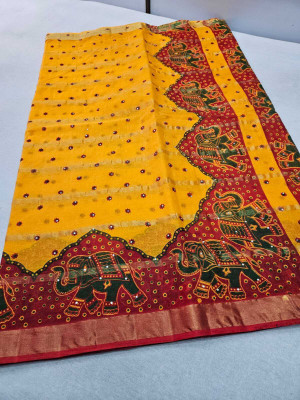 KRISHANA Printed Handloom Pure Cotton Saree(Multicolor)