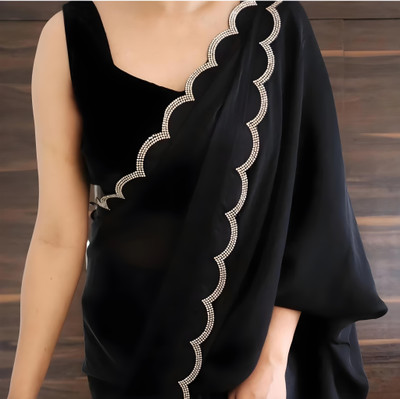 Labheshwari Embellished Bollywood Georgette Saree(Black)